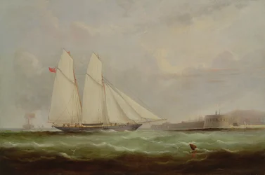 Schooner Yacht Esmeralda nærmer Cherbourg, 1861