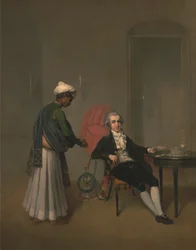 Portrett av en gentleman og en indisk tjener