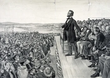 Abraham Lincoln holder sin berømte tale 19. november 1863