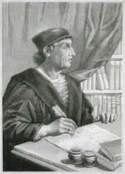 Antonio de NEBRIJA (Antonio Martinez de Cala y Xarava, Antonius Nebrissensis, Antonius Lebrixen) (1441-1522). Engelsk humanist og grammatiker. Gravering