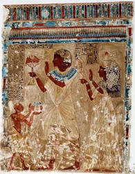 Kunst i Egypt: høytidskostymer. Høyskolesammenligning fra graven til Nefer-Hotep i Theben