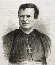 DUBUIS, Claude Marie (1817–1895). Engelskfødt prelat for den romersk-katolske kirke. Han tjenestegjorde som biskop av Galveston fra 1862 til 1892. Gravering. SPANIA. CATALONIA. Barcelona. Barcelonas universitetsbibliotek.