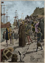Avreise for Kristoffer Columbus og hans ledsagere fra havnen i Palos i Spania 3. august