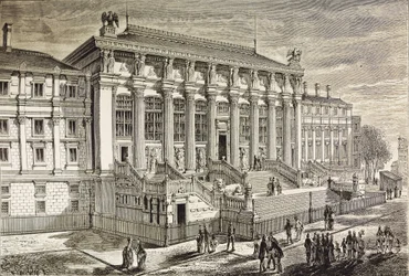 FRANKRIKE. Paris. Domstolsdommer i 1800-tallet mot gravering, privat samling