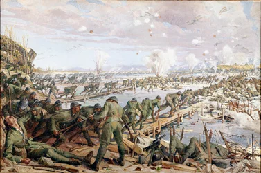 Første verdenskrig: Slaget ved Piave i juni 1918 (akvarell)