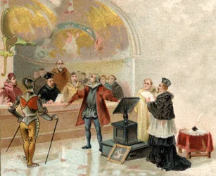 Galilei foran Det hellige kontor i Vatikanet i 1632 (trykk)
