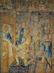 Kong Henrik III (1551-1589) på dødsleiet, myrdet av munken Jacques Clément den 1/08/1589