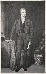 PEEL, Robert (1788–1850). Statsminister i Storbritannia (1834–1835 og 1841–1846). Gravering for Rafael Ward. Gravering.