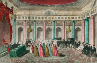 Patriotiske gaver, 27. september 1789: hustruene til de mest fremstående kunstnerne møtte frem i Nasjonalforsamlingen og satte en eske fylt med smykker på bordet.