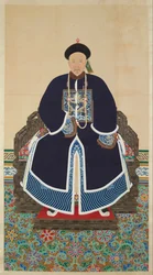 Portrett av en Qing-hofmann, muligens Jing Shou (d. 1889) (blekk og farge på silke)
