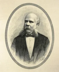 RIUS I TAULET, Francesc de Paula (1833–1889). Spansk advokat og politiker. Borgermester i Barcelona og promotør for Verdensutstillingen i Barcelona i 1888. Portrett publisert i «The Spanish and American Illustration» av A. Carretero. Gravering.