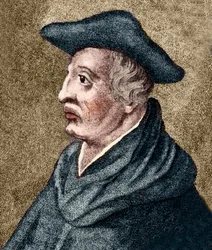 ROGER BACON - Engelsk filosof og vitenskapsmann - fargegravering