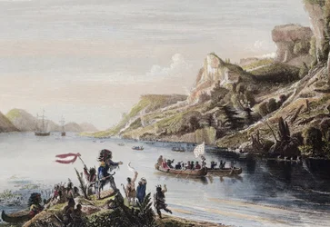 Den franske oppdageren Jacques Cartier oppdaget og klatret opp St. Lawrence-elven i Canada i 1535 - Jacques Cartier oppdager St. Lawrence-elven i 1535