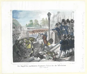 Angrepet fra kk infanteriregiment Nassau ved Taborbrücke (Tabor-broen) 6. oktober 1848