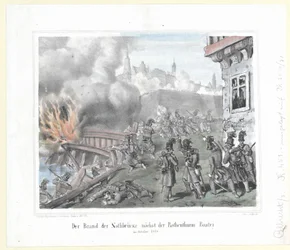 Brannen i Nothbrücke nær bastionen Rothenthurm i oktober 1848