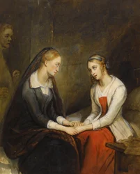 Effie og Jeanie Deans. Etter Walter Scotts The Heart of Mid-Lothian, første kvartal av 1800-tallet.