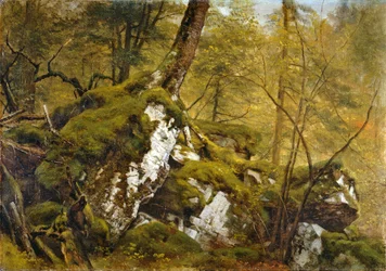 Studie av et skoginteriør, ca. 1855
