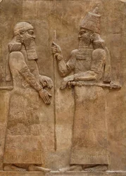 Sargon II og en embetsmann, relieff fra kong Sargons palass i Khorsabad, ca. 716-713 f.Kr.