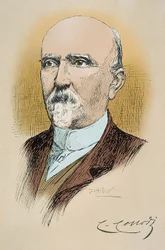 Portrett av den italienske forfatteren og journalisten Carlo Collodi (Lorenzini) (1826–1890), forfatter av Pinocchio. Tegning av Attilio Mussino (1878–1954).