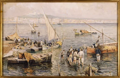 Marina med fiskere (akvarell)