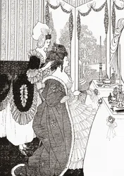 Toalettet etter Aubrey Beardsley. Fra illustrert moralhistorie fra middelalderen til i dag av Eduard Fuchs, utgitt 1909.