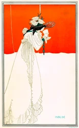 Isolde drikker kjærlighetens filter av Aubrey Beardsley (1872-1898) etter operaen av Richard Wagner Tristan og Isolde (Iseult or Iseut, Yseut, Yseult, Ysolde) - Arthurian Celtic legende - Art Nouveau - kromolitografi (kromolitografi) W. Griggs , The