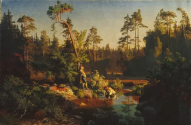 Små gutter i skogen (gjetergutter) (maleri)