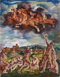 Les Quatre Cavaliers de l'Apocalypse - The Horsemen of the Apocalypse - Deusser, august (1870-1942) - 1917 - Olje på lerret - 65,5x51 - Privat samling