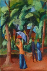 En spasertur i parken, 1914