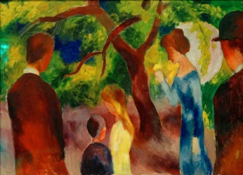 Flott promenade: folk i hagen