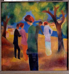 Damen med den grønne jakken-maleri av August Macke (1887-1914) 1913 Bonn, Kunstmuseum