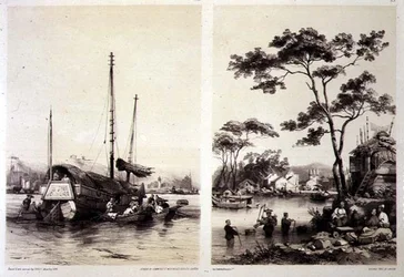Handelssøppel bak Canton og en landsby nær Canton, plate 32 og 31 fra 