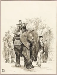 Elefant med ryttere i Jardin des Plantes, Paris