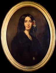 Portrett av George Sand (Aurore Dupin, Baronne Dudevant) (1804-1876) i 1832. Maleri av Auguste Charpentier (1813-1880) Paris Musee Carnavalet