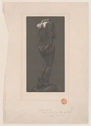 Nakenstatue, sett bakfra, ca. 1902.