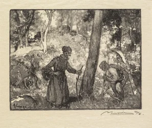 Fontainebleau-skogen: Soppjegere ved Rocher Bernard La Forêt de Fontainebleau..., 1890.