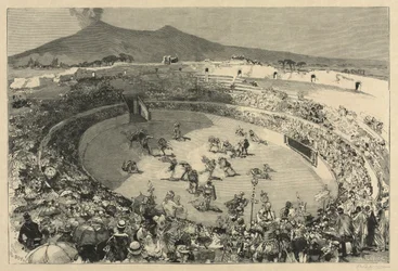 Italia. Festivalen i Pompei, Gladiatornes sirkus, 1884.