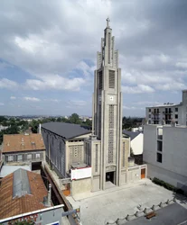 Generell utsikt over kirken Notre Dame de Le Raincy (Seine Saint Denis) 1923 (bilde)