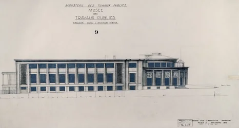 Prosjekt for Museum of Public Works, fasade, Avenue d#39;Iena, Paris