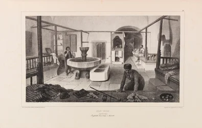 Tatarisk bad, hvilerom. Fra Voyage dans la Russie av Anatole de Demidoff, 1837.