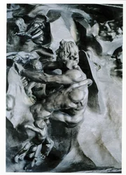 The Gates of Hell, detalj av Ugolino og hans sønner, venstre midtpanel, ca. 1887 bronse
