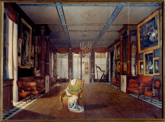 Musikkrommet på Chateau de la Malmaison i 1812 Maleri av Auguste Garneray (1785-1824) 1812 Søn. 0,66x0,91 m Malmaison, slottsmuseum