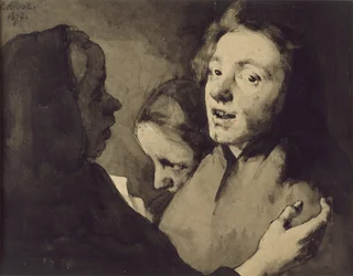 Conversation Piece: Three Heads, 1872 (svart blekkvask på papir)