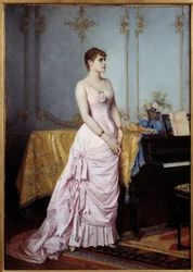 Portrett av sangerinnen Rose Caron (1857-1930). Maleri av Auguste Toulmouche (1829-1890)