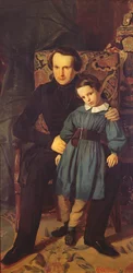 Victor Hugo (1802-85) og hans sønn, Francois-Victor, 1836
