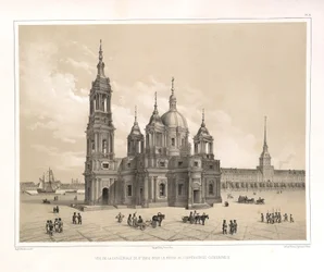 Utsikt over Saint Isaacs-katedralen på Katarina IIs tid Fra: Byggingen av Saint Isaacs-katedralen, 1845