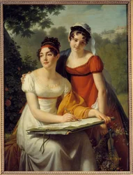 Portrett av damene Duval. Maleri av Jacques Augustin Catherine (Jacques-Augustin-Catherine) Pajou (1766-1828)