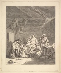 Etter bryllupsnatten skal arkene vises. Fra Voyage en Sibérie, 1767