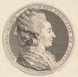 Trykk av en portrettmedalje av Fortunée-Marie dEst, prinsesse av Conti, 1781.