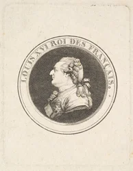 Trykk av en portrettmedalje av Louis XVI, muligens 1789-90.